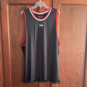 Under Armour Black and Red Basketball Jersey Tank Top